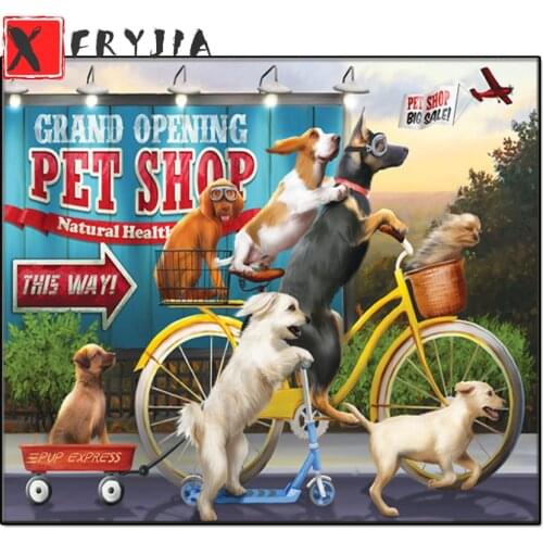 5d photo Round Diamond Painting Funny dog cyclist Full Drill round Square Mosaic Home Decor Handmade Embroidery Gift home decor