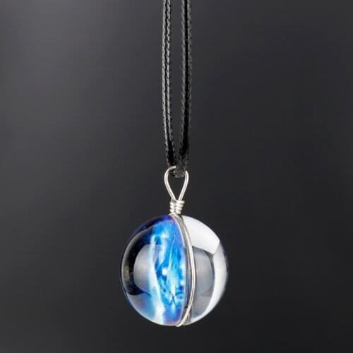 HANCHANG Accessories Western style Glass Ball 12 constellation Luminous Necklace Leather Rope Pendants Necklaces Glow in Dark