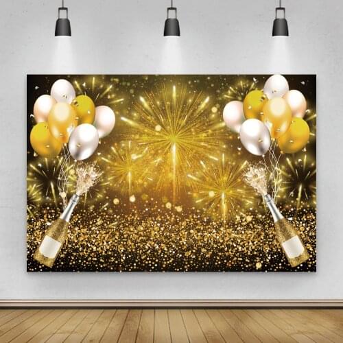 Laeacco Happy Birthday Photo Backgrounds Balloons Fireworks Beers Light Bokeh Party Customized Photo Backdrops For Photo Studio