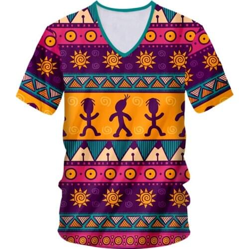 IFPD EU Size Mens V Neck Tshirts New Cool Print Cartoons Totem Pattern 3D Tshirt Casual Man Fitness Oversized T Shirt Wholesale