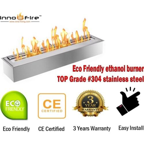 Inno living fire 48 inch indoor stainless ethanol fire pit burner insert