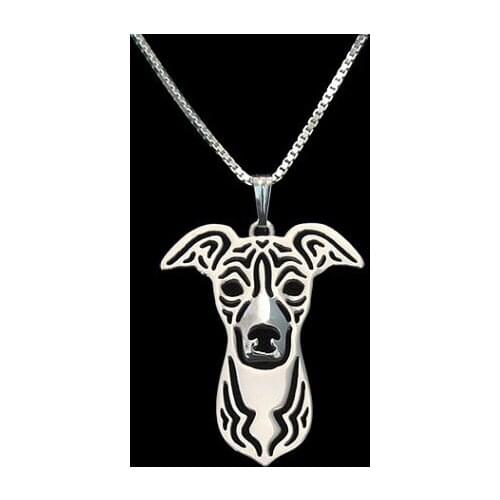Italian Greyhound - Gold and silver pendant and necklace jewelry Simple abstract animal