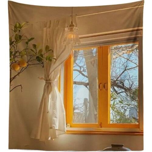 Korean Japanese Wonderful View Velvet Tapestry for Home Decoration Bedroom Wall Moon Snow Mountain Sunset Glow Pure And Fresh