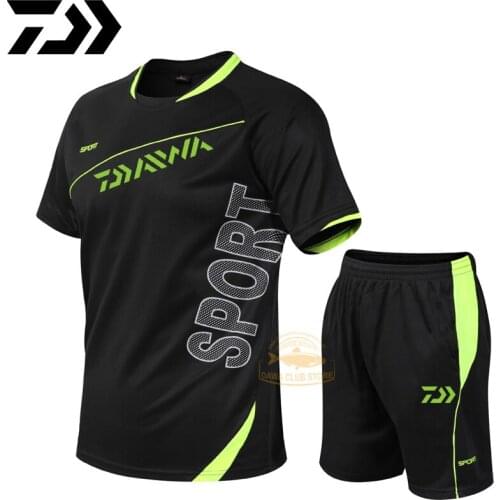 Daiwa Fishing Suit Men Summer Fishing Clothing Breathable Wear 2 Piece Outdoor Fishing Pants Quick Dry Sport Fishing T Shirt