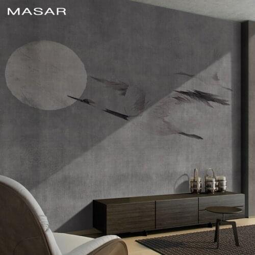 MASAR flying crane sun Chinese element creative wallpaper custom mural home decoration background wallpaper Chasing the sun