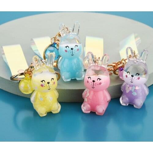 Cute Fashion Personality Into The Oil Rabbit Keychain Cartoon Creative Fun Charm Key Chain Girl Mobile Phone Pendant Keychain