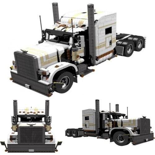 MOC Tractor Head Truck Engineering Dump Truck Building Blocks Vehicle Car Bricks Educational DIY Toys for Children Boys Gift