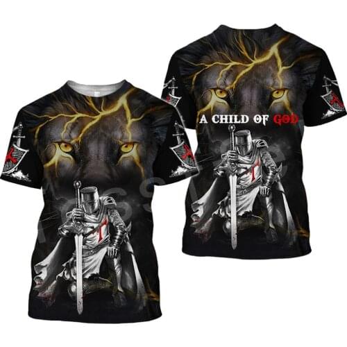 Tessffel cavalier Knights Templar Armor Causal Streetwear Harajuku Unisex 3DPrint Short Sleeve Streetwear T-shirts Men Women s-4