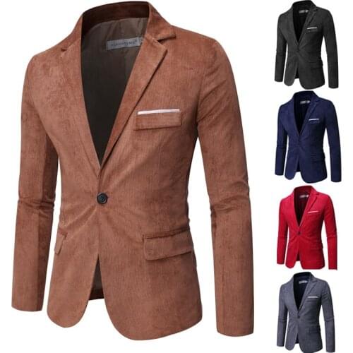 Blazer Mens Small Suit Jacket Corduroy Casual Business Suit Jacket