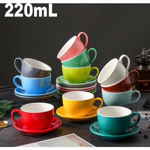 220ml high-grade ceramic coffee cups Coffee cup set Simple European style Mug Cappuccino flower cups Latte