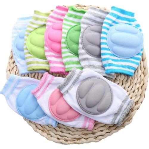 12 Pairs Baby Stripe Knee Pads Safety Leg Protector Summer Mesh Crawling Elbow Cushion Boy Girl Crawling Pad for Children Kid