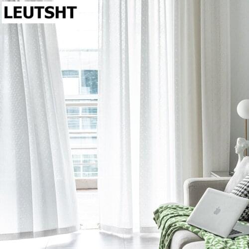 2021 New Curtains for Living Dining Room Bedroom White Tulle Texture Window Screen Fish Scale Pattern Tulle Window Curtain