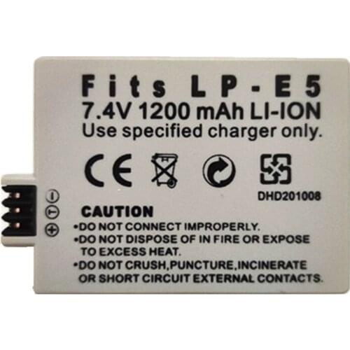New 7.4V LP-E5 Battery 1200mAh for Canon EOS Rebel XS, Rebel T1i, Rebel XSi, 1000D, 500D, 450D, Kiss X3, Kiss X2, Kiss F, LPE5