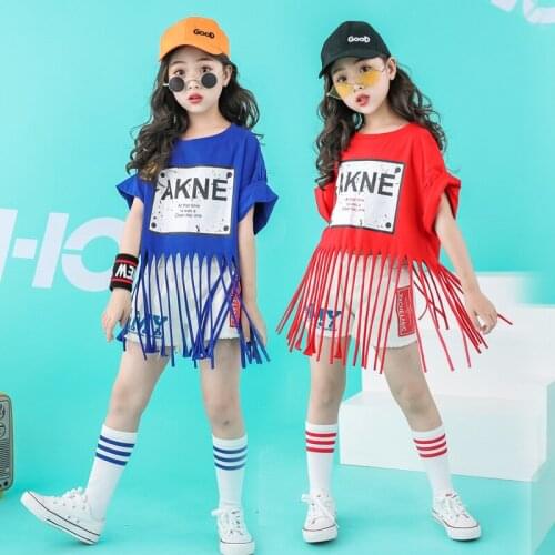 New Children Street Dance Set Girls Hip Hop Clothes Jazz Catwalk Dance Costumes Performance Tassel Cheerleader Clothing MAY1052