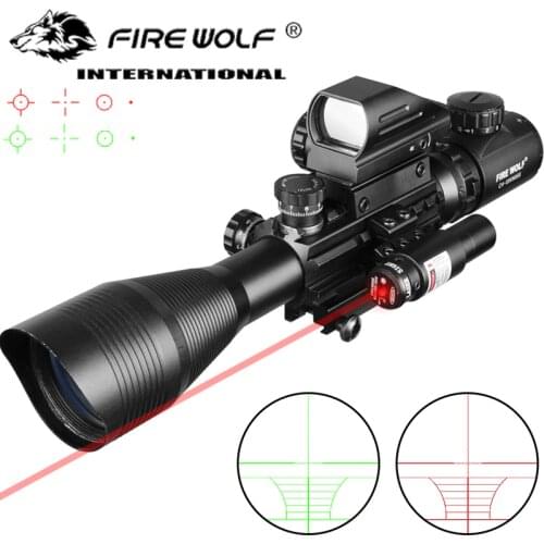 Hunting Airsofts Riflescope 4-12X50 EG 3 in 1 Tactical Air Gun Red Green Dot Laser Sight Scope Holographic Optics Rifle Scope