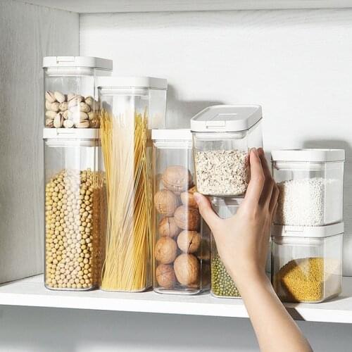 Food Sealed Cans With Lid Grain Storage Snacks Nuts Storage Fresh-Keeping Plastic Box Kitchen Refrigerators