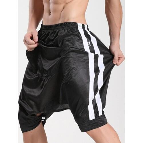 Men Pajama Open Crotch Shorts Sexy Low Waist Ultra-thin Mens Sleeping Bottom Man Homewear Casual Sleep Bottom Male