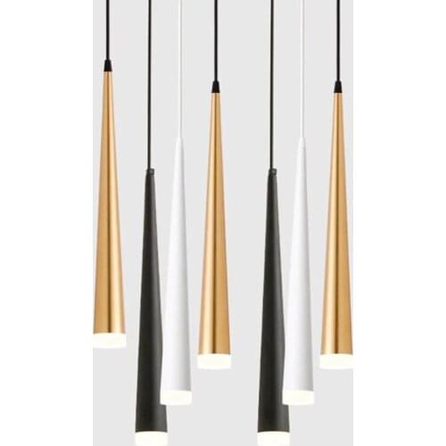 Dimmable 48CM Cone Pipe Pendant Lamp Kitchen Island Dining Room Shop Bar Counter Long Tube Hanging Light Bedside Pendant Light