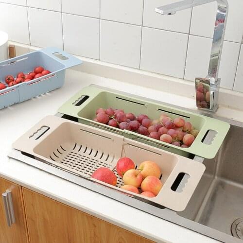 Adjustable Kitchen Vegetable Basket Sink Vegetable Fruit Water Filter Drainer Kitchenware Portable Storage Washing Baskets 1pcs