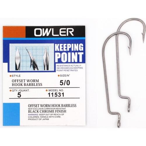 1 pack Offset Worm Hook Brabless Fishing Hook 9 Sizes 5/0#-6# Crank Worm Sharp Hook Fishhook Strength hook owner
