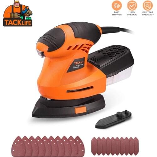 TACKLIFE Mouse Detail Sander, 20 Pcs Sandpapers,360° Rotatable Sanding Pad, 12000 OPM, Efficient Dust Collection System -PMS02B