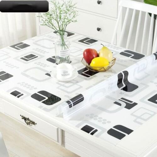 2020 1.0mm/1.5mm Thick PVC Tablecloth Waterproof Rectangle Table Cover Oilproof Table Cloths Soft Glass Cloth Kitchen Decoration