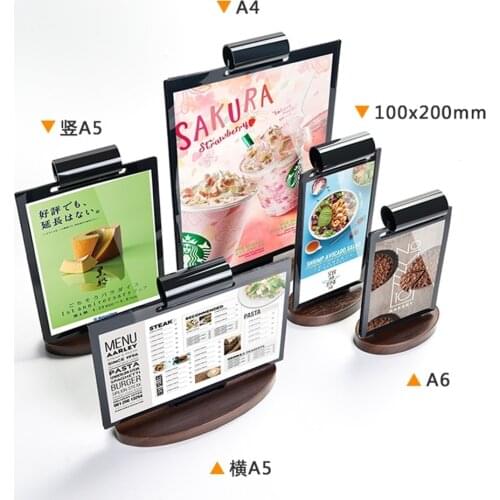 Page A5 Turning Wood Table Card Menu Paper Display Stand Upright Ad Photo Frame Promo Restaurant Acrylic Sign Holder