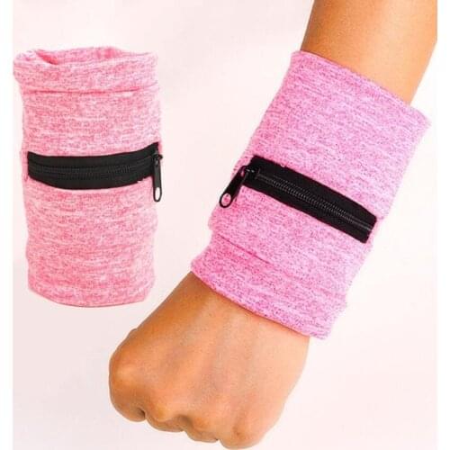 Unisex Basketball Running Hand Guards Storage Bag Protector Zipper Sweat Band Wrist Support Wristband Sweatband Wrist Wallet