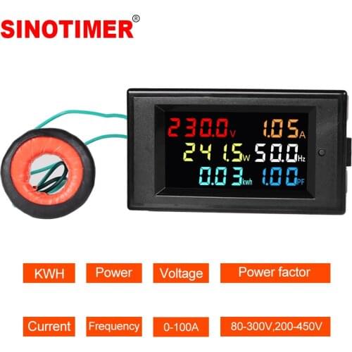 Panel Installation 100A 220V 380 LCD Digital Watt Meter LCD Electric Voltage Current Power Energy Meter with Reset Function