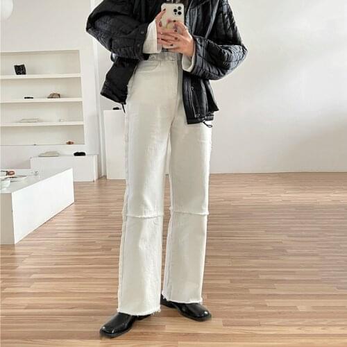 Vintage Ripped Denim Pants Streetwear Chic White Baggy Jeans Women Straight Leg High Waist Jeans Combo Harajuku Loose Bottom