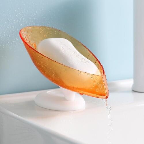 360 Rotatable Soap Holder Leaf Shape Soap Storage Box Bathroom Soap Dish with Drain Suction Cup Kitchen Bathroom Accessories