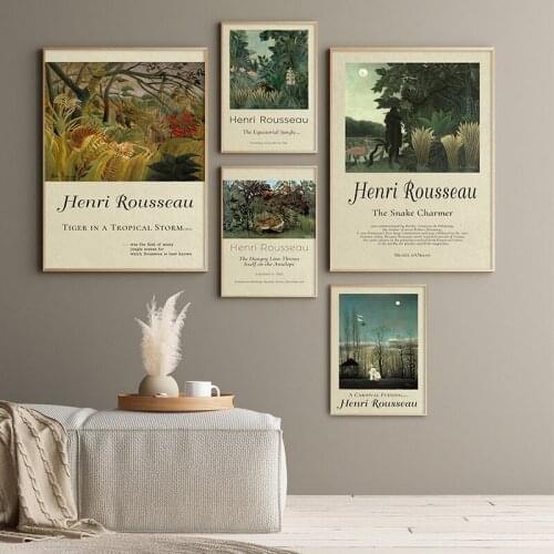 World Famous Henri Rousseau The Snake Charmer Exhibition Posters And Prints Canvas Painting Wall Art Pictures Home Decoration