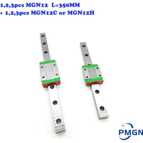1,2,3pcs 12mm Linear Guide MGN12 L= 350mm Linear Rail Way +1/2/3 MGN12C or MGN12H Long Linear SS Carriage for CNC XYZ Axis