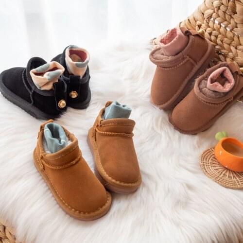 High Quakity Children Snow Boots Winter Girls Kids Cute Ankle Boots with Fur Ball Keep Warm Thicken Casual All-match Shoes