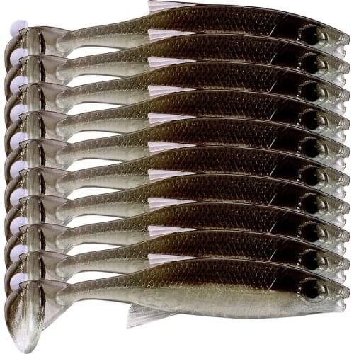 YUZI 10pcs/ Pack Super Soft Silicone Worm Swimbait Artificial Lure Fishing Wobbler Tackle for Bass Pike