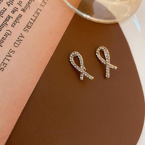925 Silver Needle Cross Wild Zircon Temperament Lady Simplicity Stud Earrings Female Jewelry