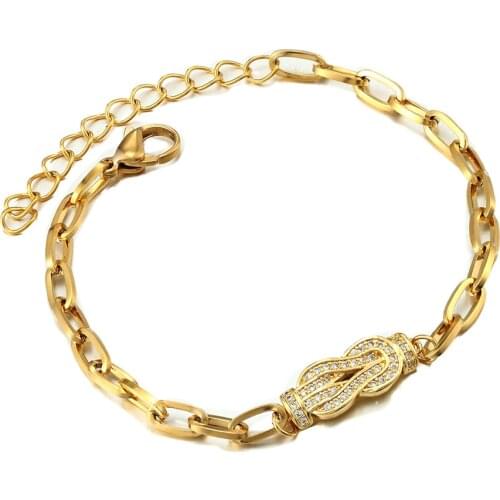 2021 Europe and America Ladies Stainless Steel Chain Bracelet Fashion Zircon Bracelets Women Bangle Summer Jewelry Gift Pulseira