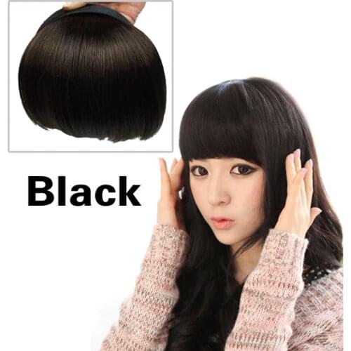 Lady Charming Clip On Bangs Fringe Clip Black Color Hair Extension