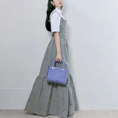 2021 Runway Maxi Dress Women Vestido De Mujer Vertical Striped Vintage Dress Fashion A Line High Waist Sleeveless Tank Dress