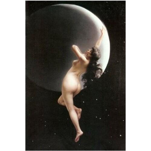 100% Hand-painted High quality perfect 24x36in Hand Painted Oil Painting on Canvas : Moon Nymph #free shipping
