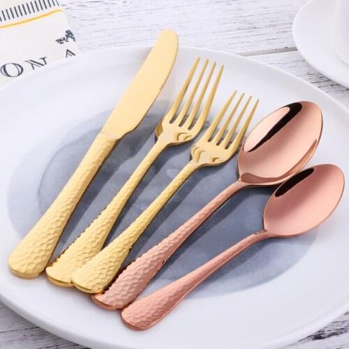 20 Pieces Gold Dinnerware Set 1810 Stainless Steel Cutlery Set Black Knife Fork Set Tableware Silver Cutleries Western Food Set