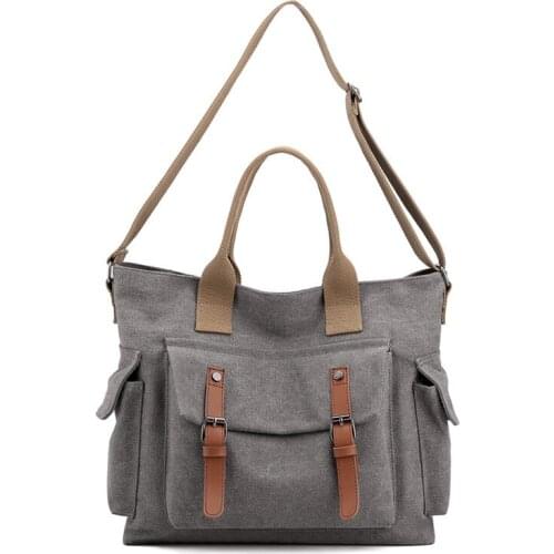 2021 New Women Canvas Handbag Big Capacity Casual Travel Vintage College Girls Crossbody Book Bags