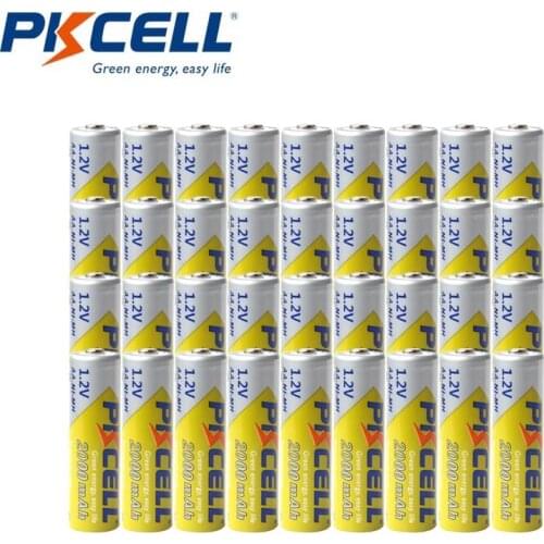 36Pcs PKCELL AA Rechargeable Battery 2000mah NIMH Battery 1.2V Batteries Real Capacity 1000Cycle Time For Digital Camera