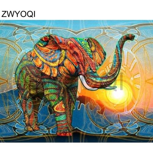 5D DIY Diamond painting Elephant Full Square Diamond embroidery Cross stitch Elephant sun Full Round Diamond mosaic Elephant sun