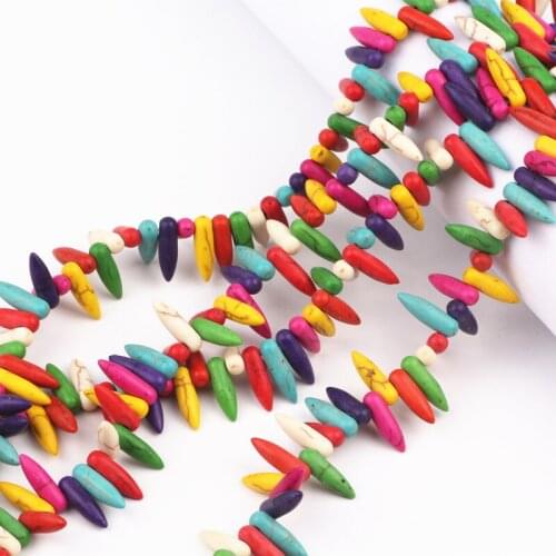 5x16mm Colorful Howlite Needle Stone Beads 190Pcs/Lot Charms Spacer Bead For Women Earring Necklace Finding