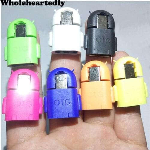 7 pcs/lot Mini Cute Gift Universal Robot Shape Andriod Micro USB OTG Host Adapter for Samsung Galaxy S3 4 Note 3 4 for HTC