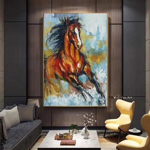 Large Hand Painted Big Large Size Oil Painting Animal Larger Original Running Horse Modern Paintings wall art Decoration