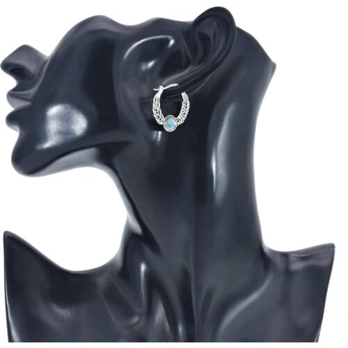 Bohemian Ethnic Style New Temperament Inlaid Turquoise Feather-Shaped Color Dripping Earrings Afghan Gypsy Indian Jewelry Wholes