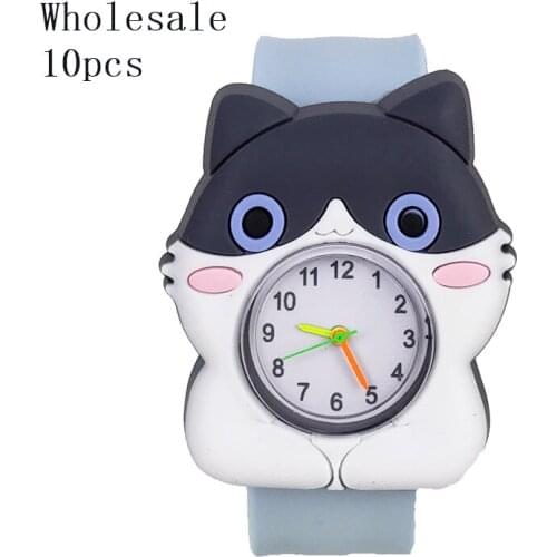Dropshipping Wholesale 10pcs Cartoon Cat Kids Watch Kitty Girl Boy Sports Quartz Kids Watch Birthday Christmas Party Gift Clock