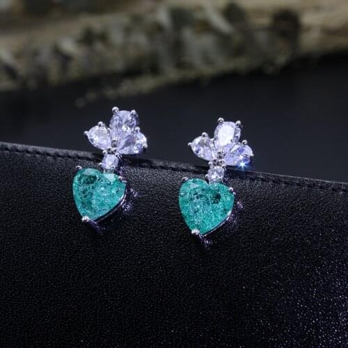 Elegant Heart Drop earring natural stone Clear Crystal Earring& Flower Shape Drop Earring For Women party Fashion Jewelry Gift